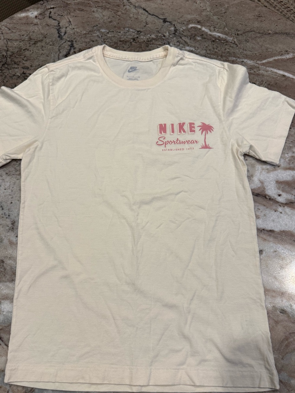 Nike Sportswear Tropical Graphic T-Shirt Cream/Pink – Size Small